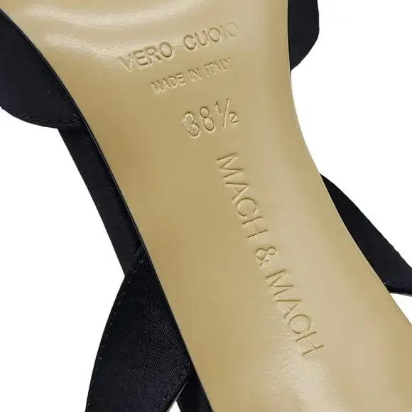 Mach & Mach Le Cadeau Satin Slingback Pumps 95mm in Black $1025 - Picture 8 of 9